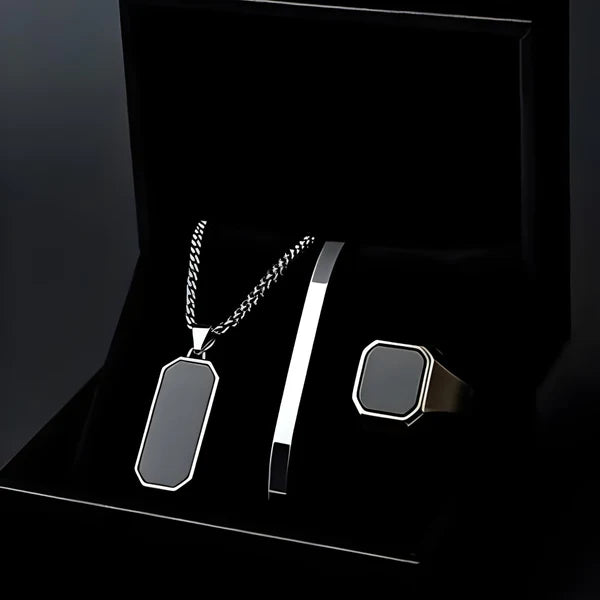 Black Onyx Trio – Premium Men’s Jewelry Gift Set